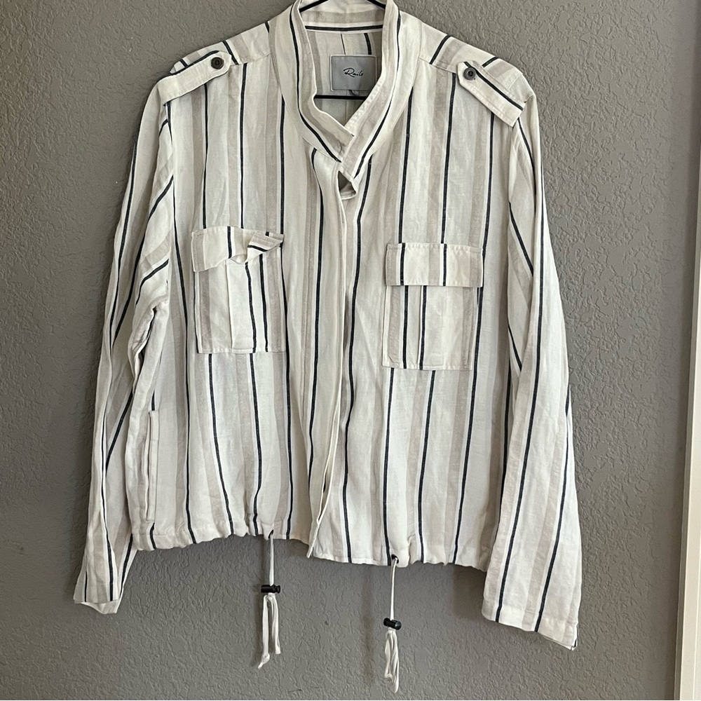 Rails Rowen Lightweight Linen Striped Jacket Sz L… - image 3